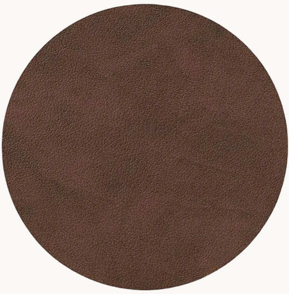 Leren glasonderzetters Circle Nupo Dark Brown, 4-delig