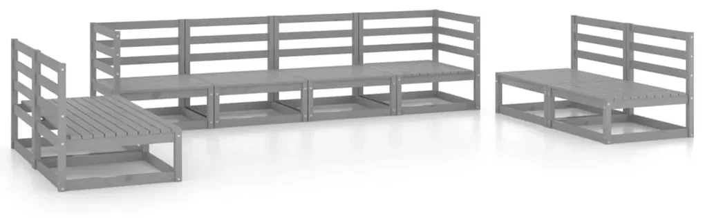 vidaXL 8-delige Loungeset massief grenenhout grijs
