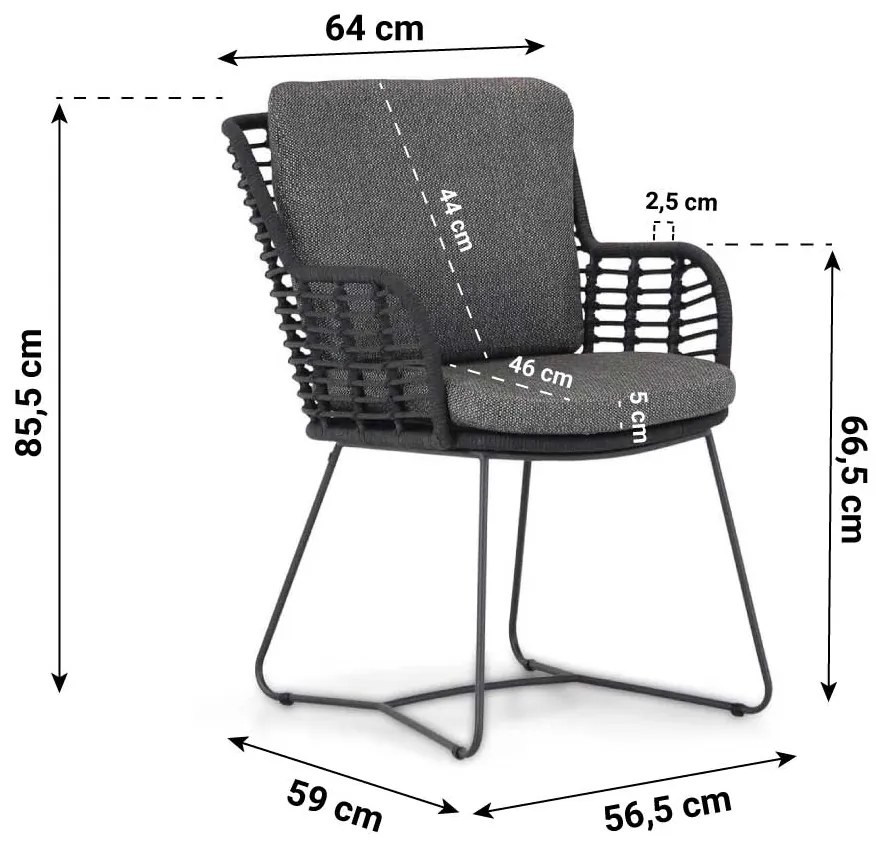 Tuinset Ronde Tuintafel 4 personen  Rope Grijs  4 Seasons Outdoor Fabrice/Montana