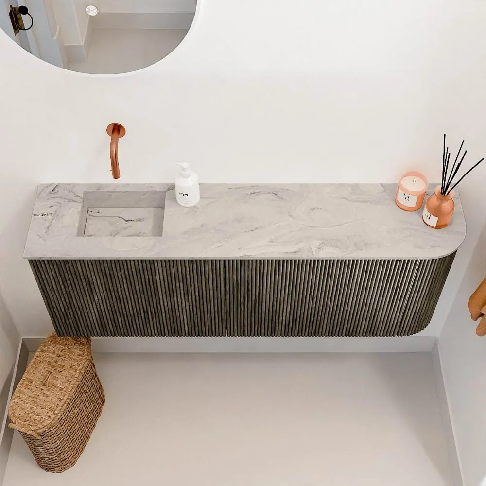 Mondiaz Joya DLux 110cm toiletmeubel ronding rechts shadow met wastafel faye links zonder kraangat glace