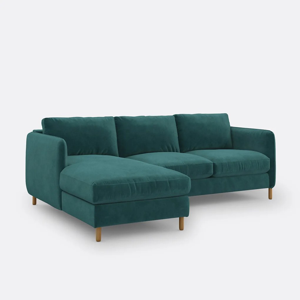 Hoekbank links, omvormbaar, 4 zits, fluweel, LOMÉO