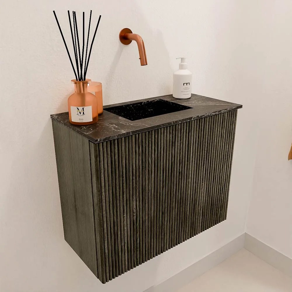 Mondiaz Joya DLux 50cm toiletmeubel shadow met wastafel faye midden zonder kraangat lava