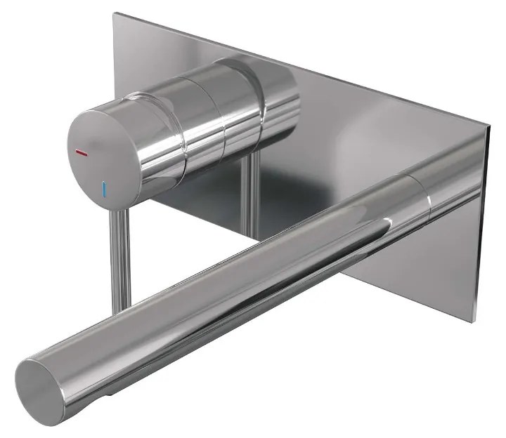 Brauer Chrome Edition ColdStart wastafelkraan inbouw rechte uitloop met achterplaat model A2 chroom