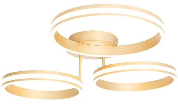 Plafondlamp messing incl. LED 3-staps dimbaar 3-lichts - Navara