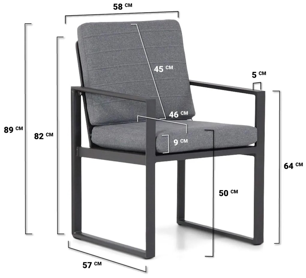 Tuinset Ronde Tuintafel 4 personen 120 cm Aluminium Grijs  Santika Furniture Santika