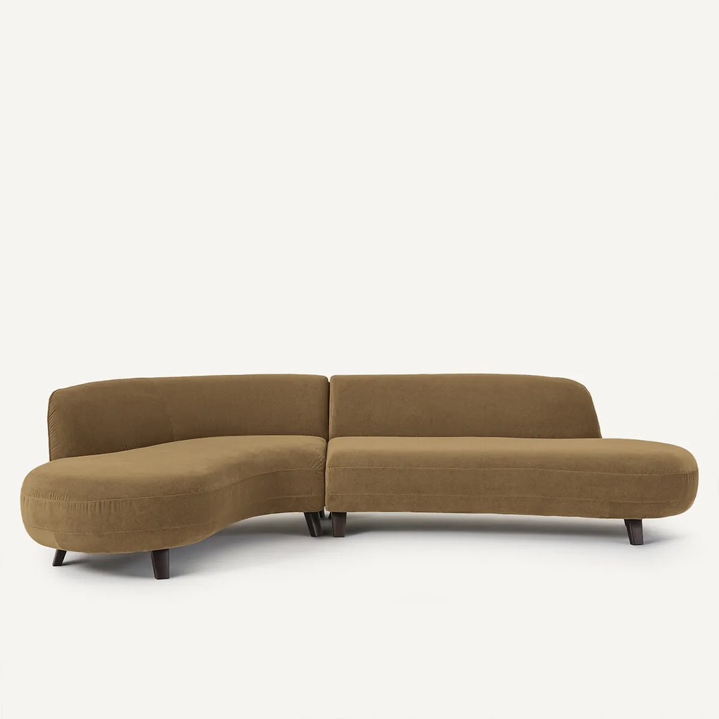 Hoekbank van linnen fluweel, Rosebury, ontwerp door Emmanuel Gallina