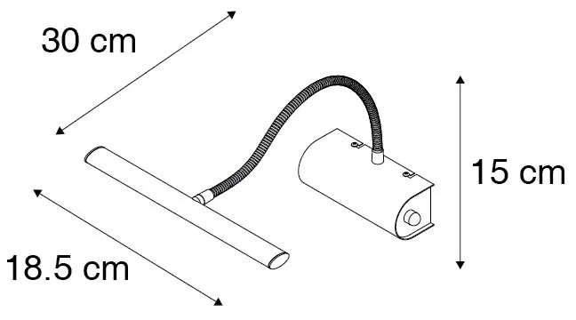 Design wandlamp zwart 18,5 cm incl. LED met dimmer - Tableau