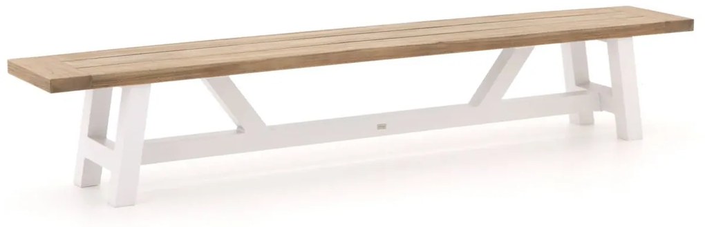 Picknickbank Bellagio  | Aluminium | 4 personen | Tuinbank Old Teak Greywash/Wit | 260cm | Kees Smit Tuinmeubelen