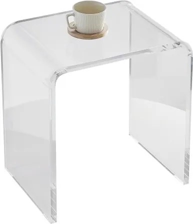 VEVOR Acryl bijzettafel 415 x 305 x 460 mm, U-vormige acryl bijzettafel, transparante salontafel voor drankjes, eten, snacks, te gebruiken in de woonkamer, slaapkamer, studeerkamer, enz.