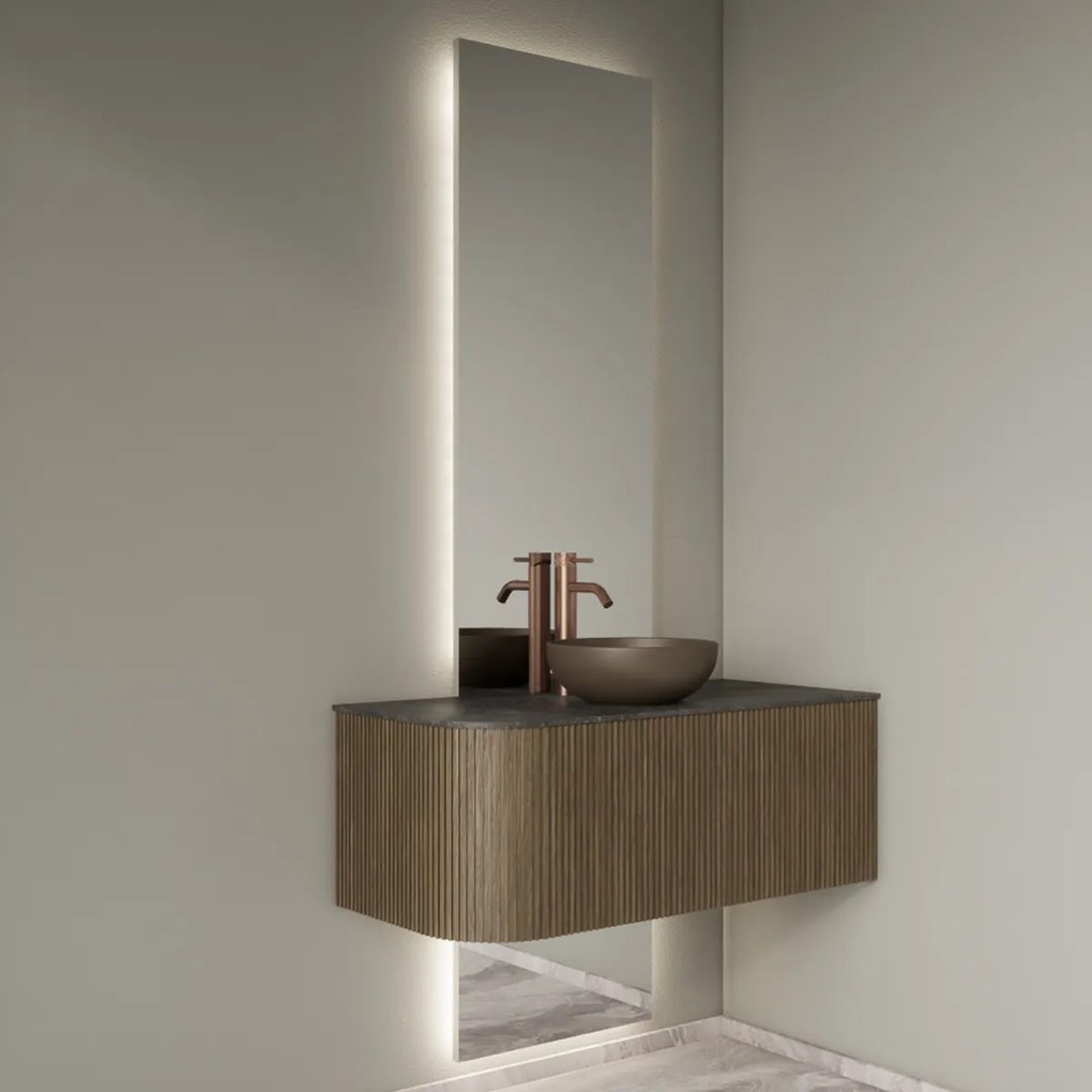 Gliss Design Celeste spiegel tweedelig rechthoekig 40x145cm met handsensor