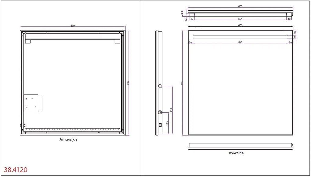 Mueller Amber LED 60x60cm spiegel inclusief spiegelverwarming
