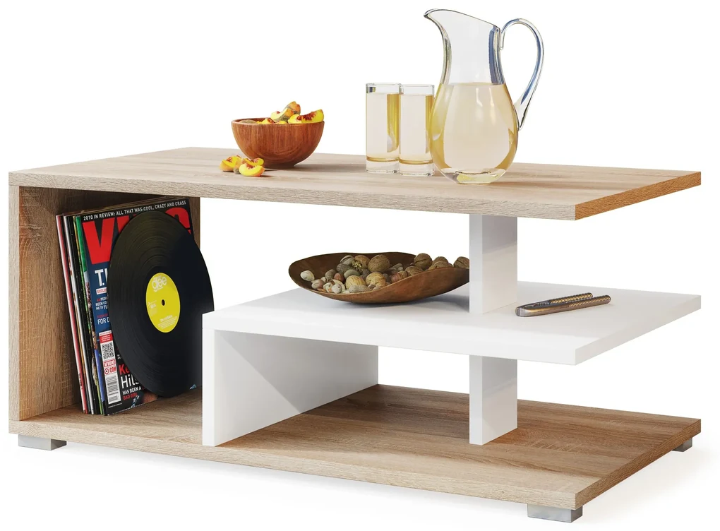 Mazzoni LINK sonoma eiken / wit, salontafel