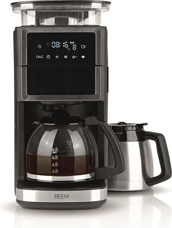Koffiezetapparaat Perfect III – koffiemachine met molen – Incl. 2 koffiekannen – glazen kan – thermoskan –- Zwart/RVS – touch-screen