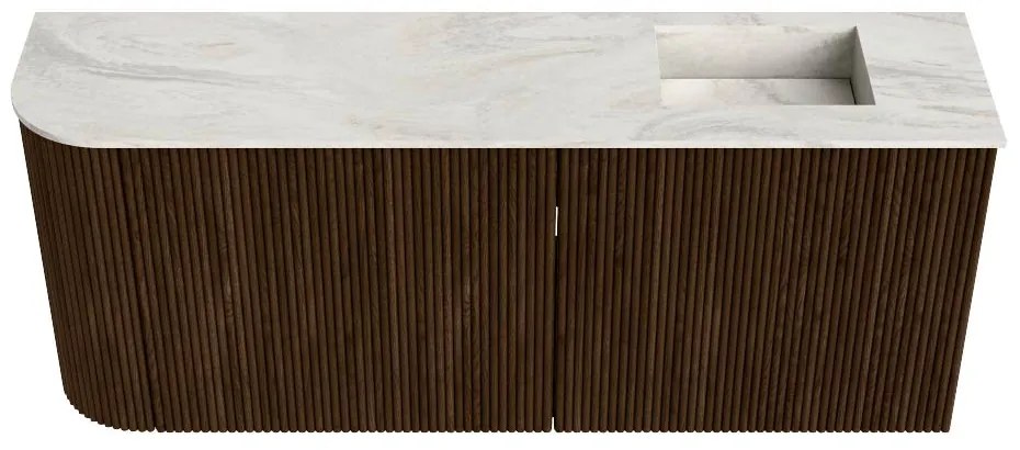 Mondiaz Joya DLux 100cm toiletmeubel ronding links walnut met wastafel faye rechts 1 kraangat ostra