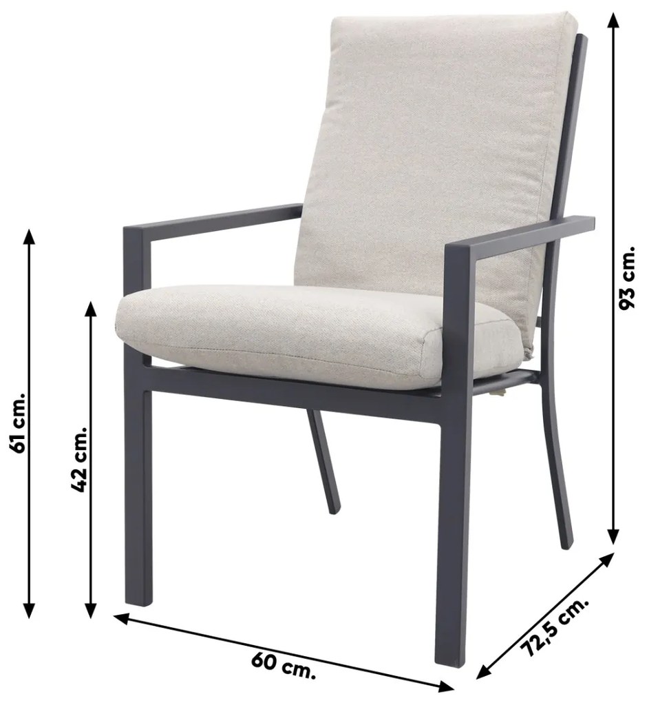 Sergio dining tuinstoel Carbon black/Desert Sand