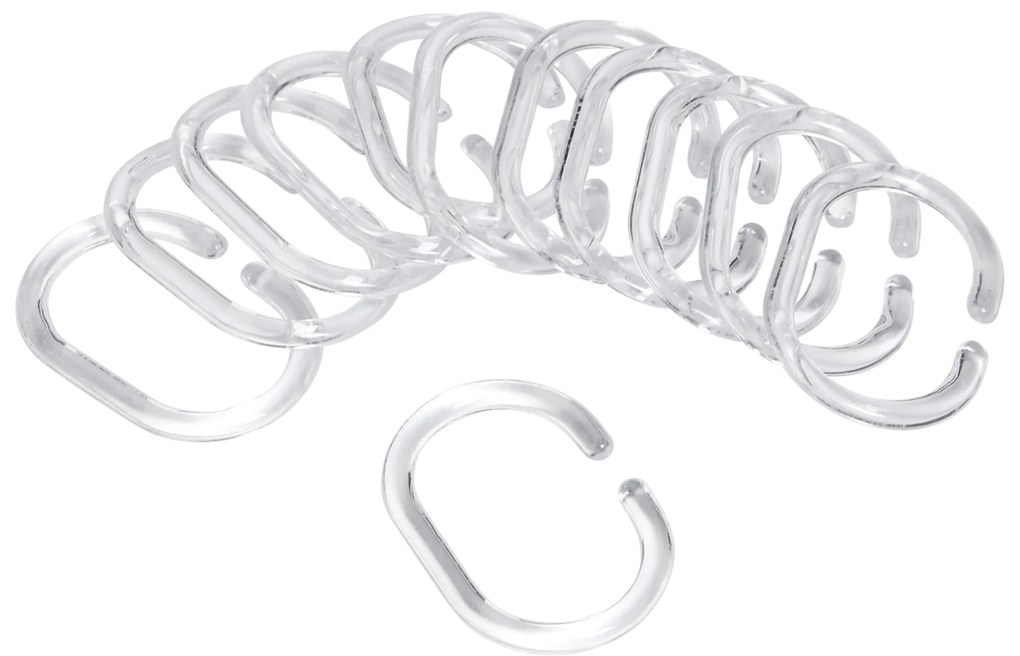 Differnz Minor douchegordijnringen 12 stuks kunststof transparant