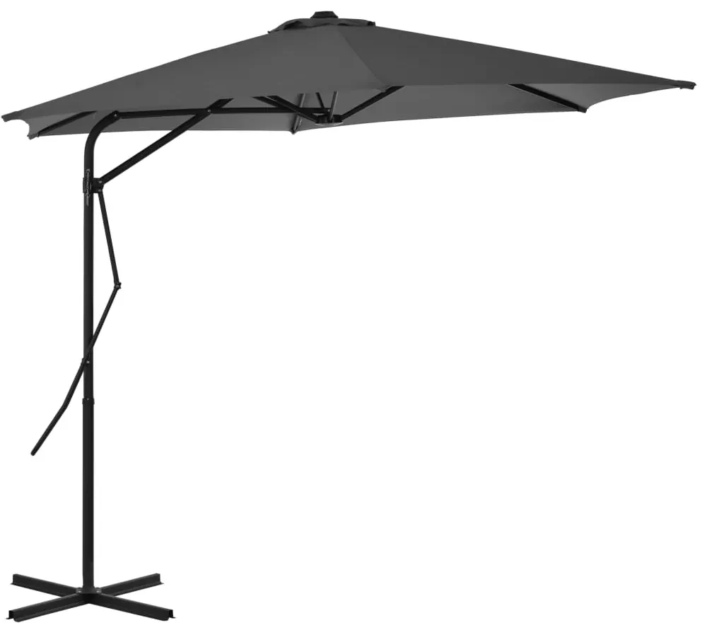 vidaXL Parasol met stalen paal 300 cm antraciet