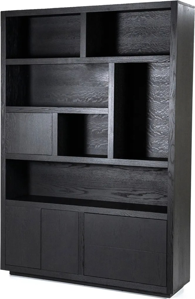 Boekenkast Zwart Eiken 150 Cm - 150x42x220cm.