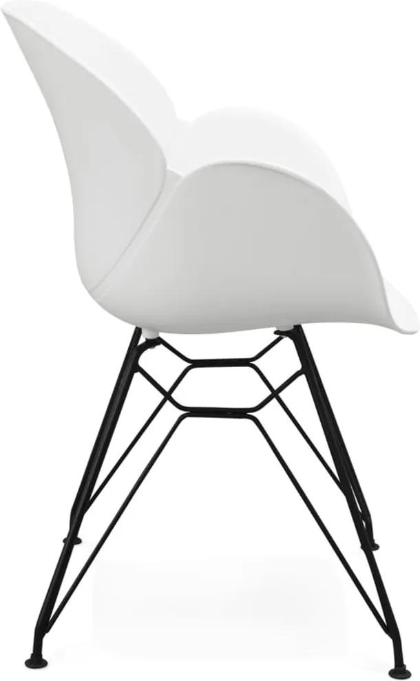 Design stoel 'SATELIT' wit industriële stijl met zwart metalen voeten
