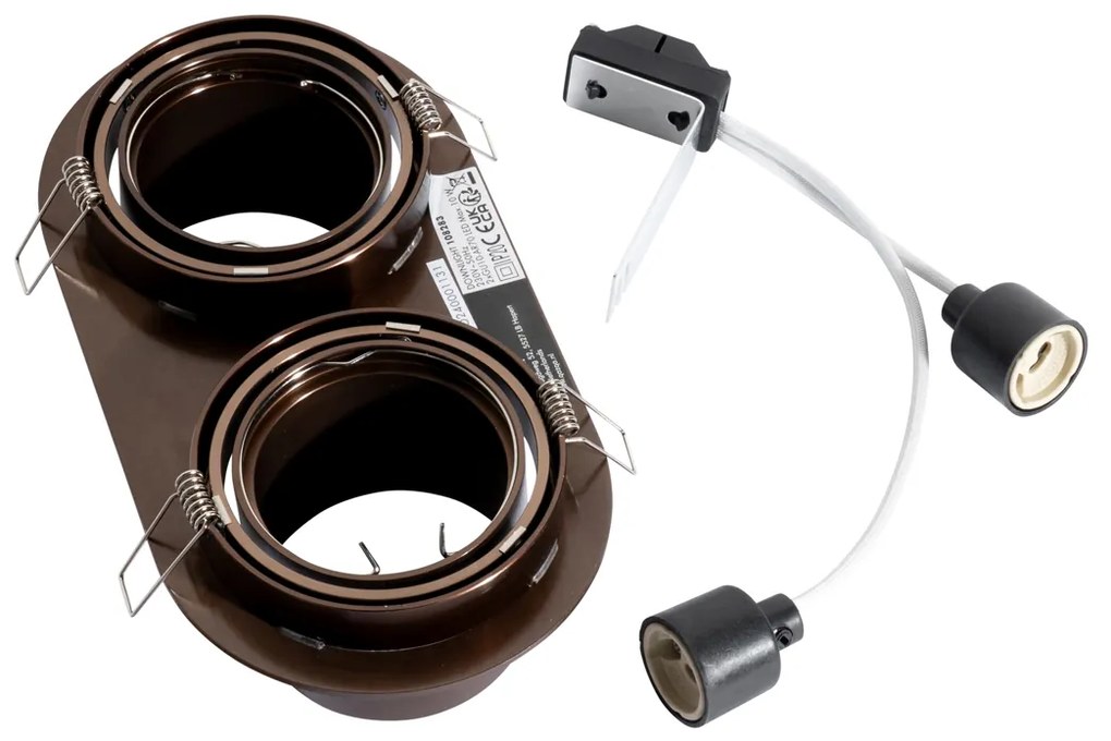 Set van 6 inbouwspots donkerbrons GU10 70mm kantelbaar 2-lichts - Installa