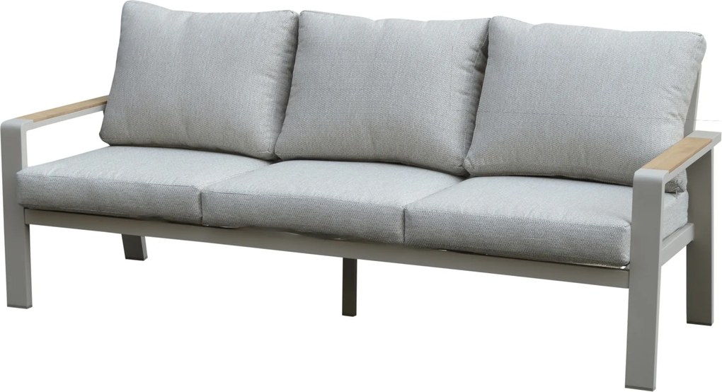 Lola 3-zitsbank aluminium latte zand soft grey kussens
