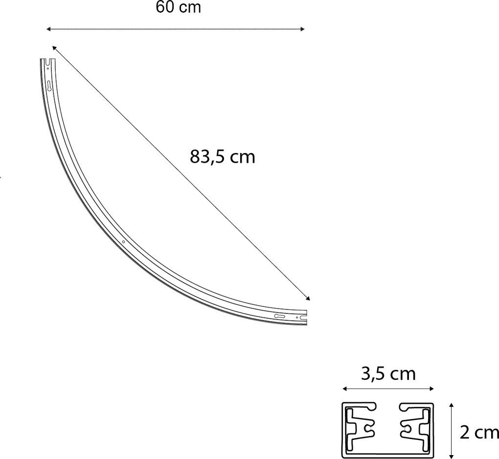 Moderne rail wit 90° gebogen 1-fase - Iconic