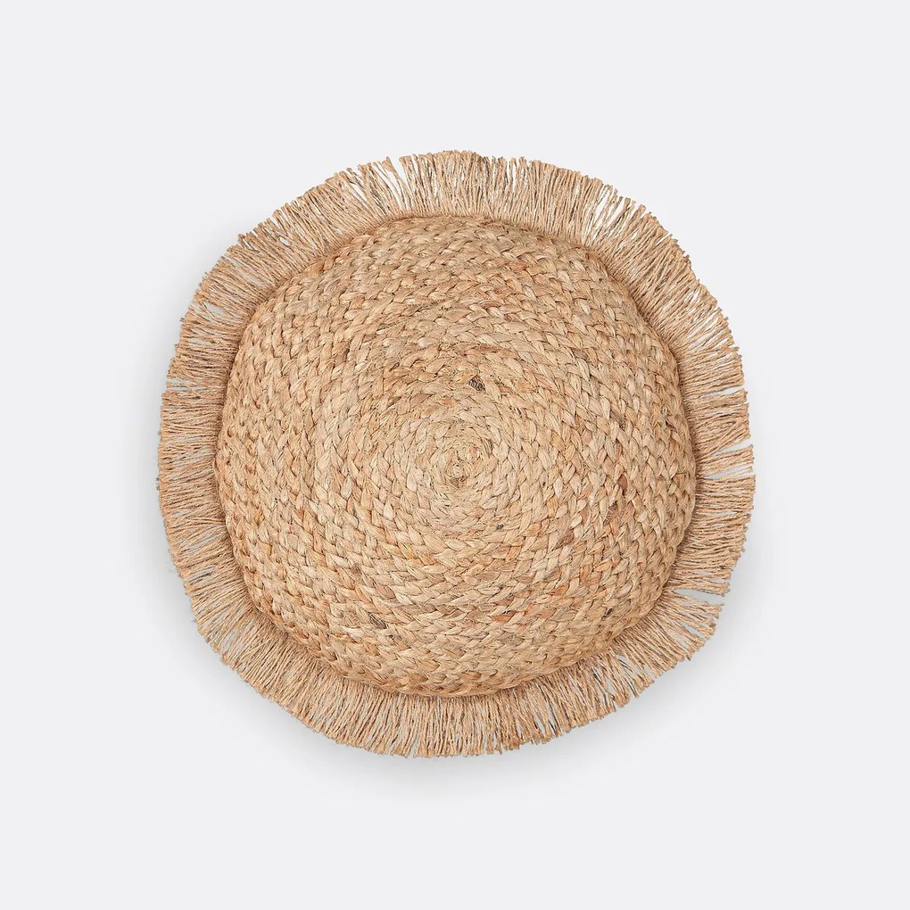 Rond kussen in jute, Ceylan