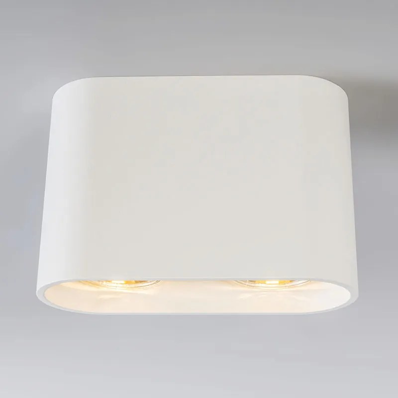 Moderne opbouwSpot / Opbouwspot / Plafondspot wit 2-lichts GU10 50mm - Ronda Design, Modern GU10 ovaal Binnenverlichting Lamp