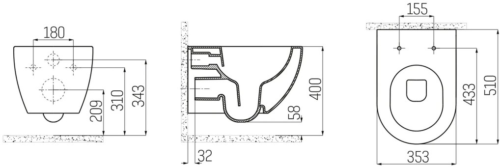 Sanigoods Alpha hangend toilet grijs