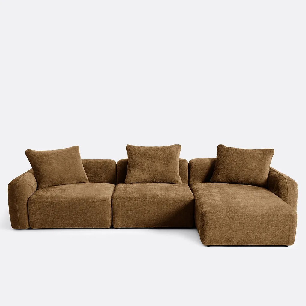 3-zits rechte modulaire hoekbank in jacquard chenille, AMAD