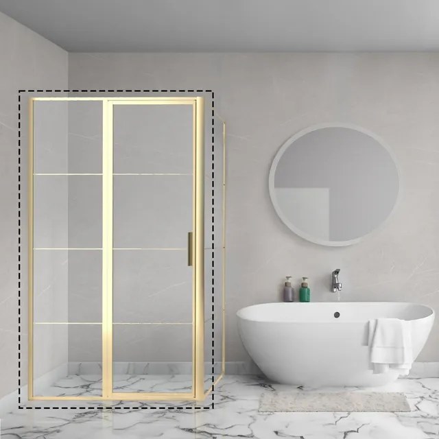 Aqua Vista Draaideur - 100x200 cm - met vast deel - Brushed Yellow Titanium R-BYT-C100-FFF
