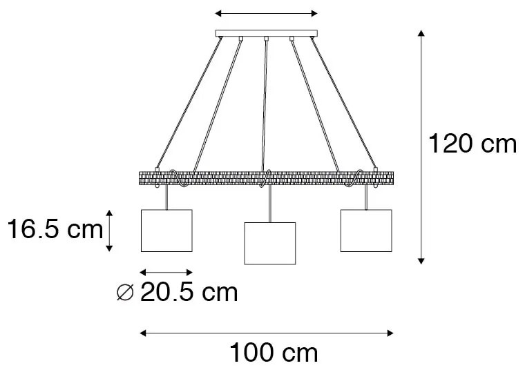 Eettafel / Eetkamer Landelijke hanglamp hout met witte kap 3-lichts - Oriana Klassiek / Antiek, Landelijk E27 rond Binnenverlichting Lamp