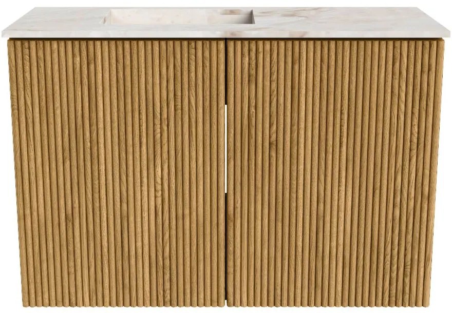 Mondiaz Joya DLux 60cm toiletmeubel oak met wastafel faye links 1 kraangat frappe