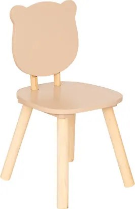 Atmosphera Kids Teddybeer Kinderstoel - 26x26x49cm - Beige MDF - Hout - Uniek Kinderkamer Stoeltje