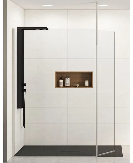 Kinedo Ekinox duo inloopdouche - 90x207 - met 45cm extra draaibare wand - vloer/plafondsteun rechts - 6mm helder glas - Aluminium / veiligheidsglas RVS geborsteld pa4222itnemd