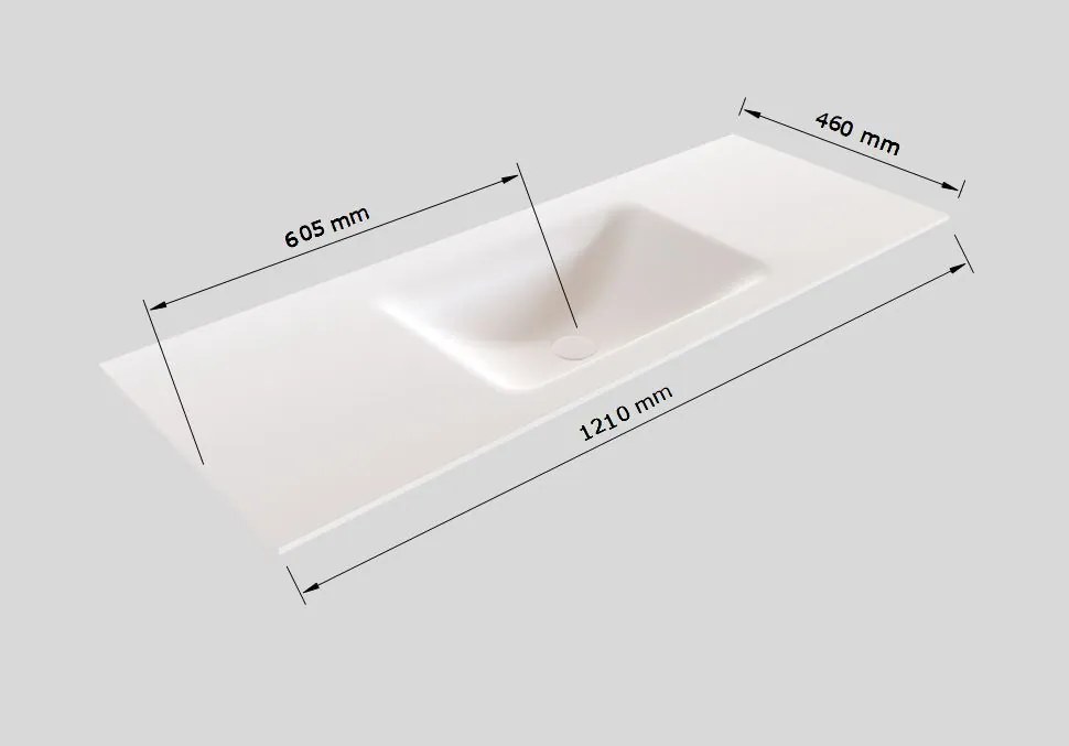 Zaro Valencia Solid Surface badmeubel 120cm donker eiken 1 kraangat spoelbak midden met 2 lades