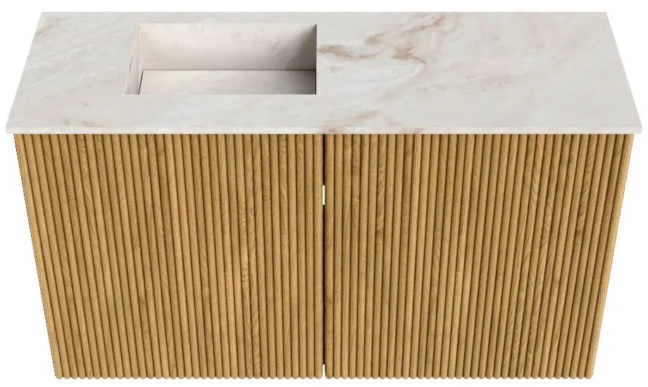 Mondiaz Joya DLux 70cm toiletmeubel oak met wastafel faye links zonder kraangat frappe