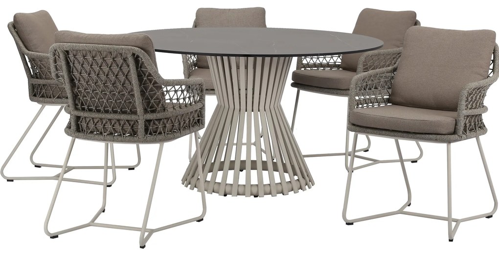 Taranto Pasadena dining tuinset 140xH75 cm 6 delig  sand