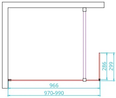 van Rijn ST01 inloopdouche 100x200cm met 30cm vaste wand chroom