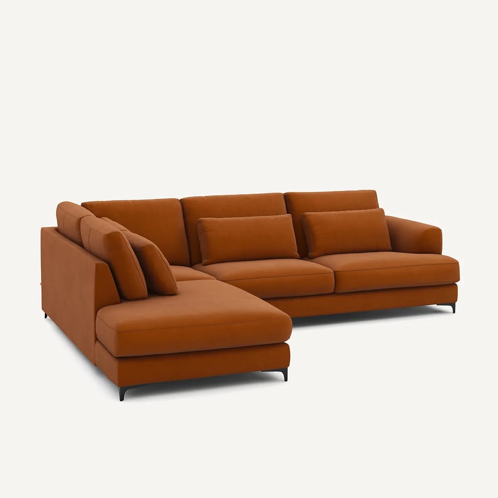 Omvormbare hoekbank links, in linnen fluweel, Marsile