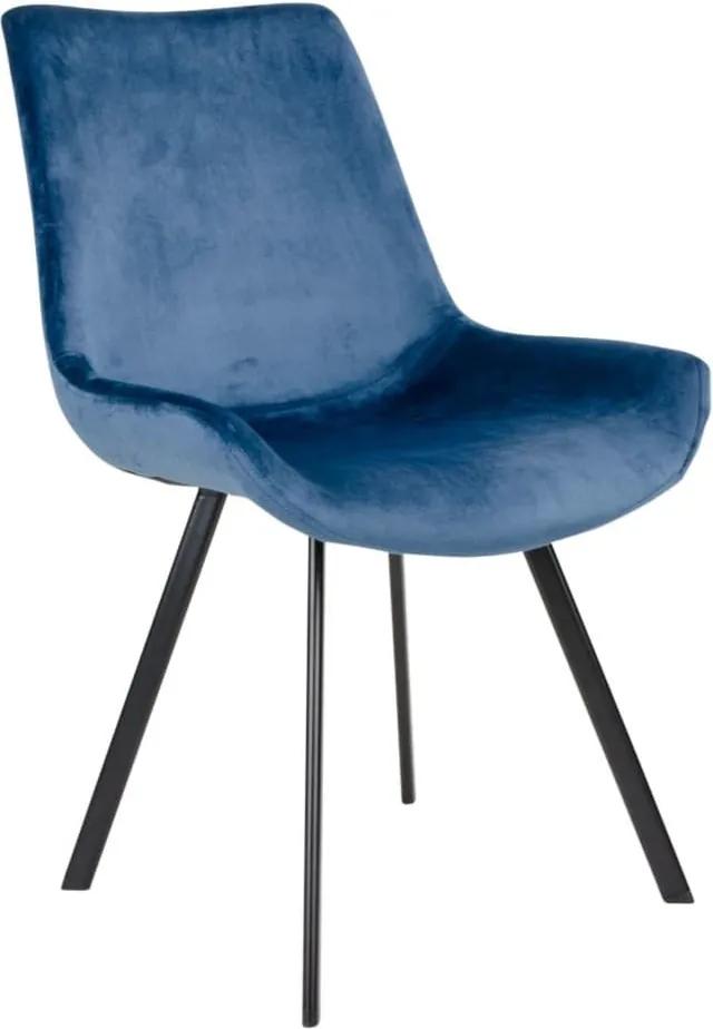 Drammen Eetkamerstoel - stoel in donker blauw fluweel met zwarte poten
