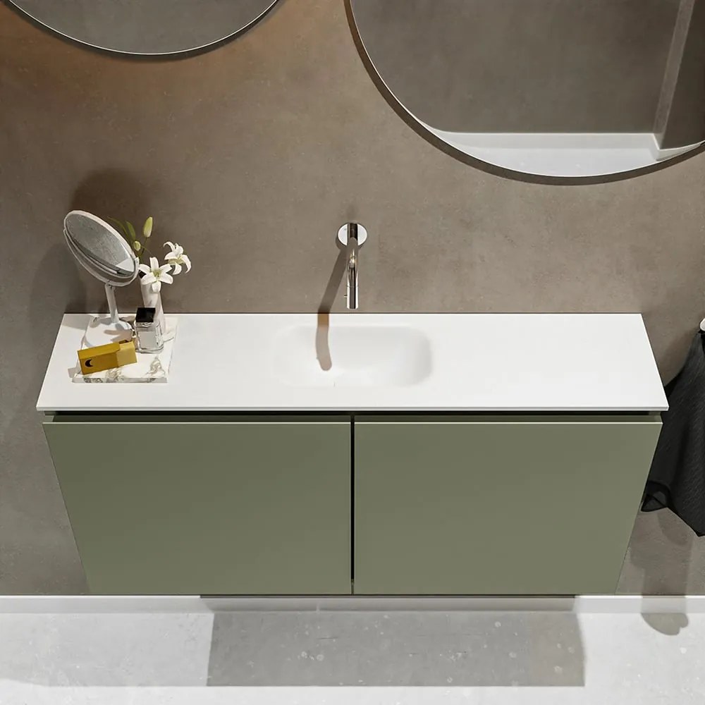 Mondiaz Ture 100cm toiletmeubel army met wastafel talc midden geen kraangat