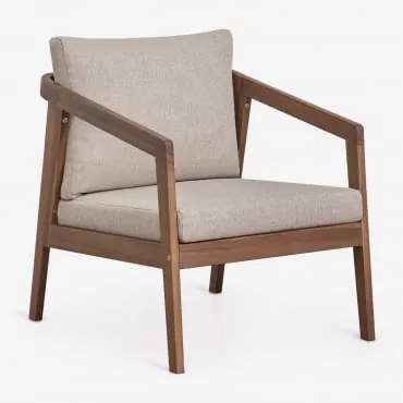 Kaela Acaciahouten Fauteuil Donker Acaciabruin & Hazelnootbruin Doek - Sklum