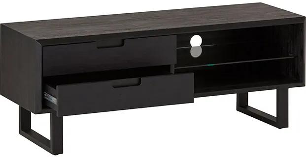 24Designs Rafael TV-meubel - B130 X D45 X H50 Cm - Acaciahout - Metaal Zwart
