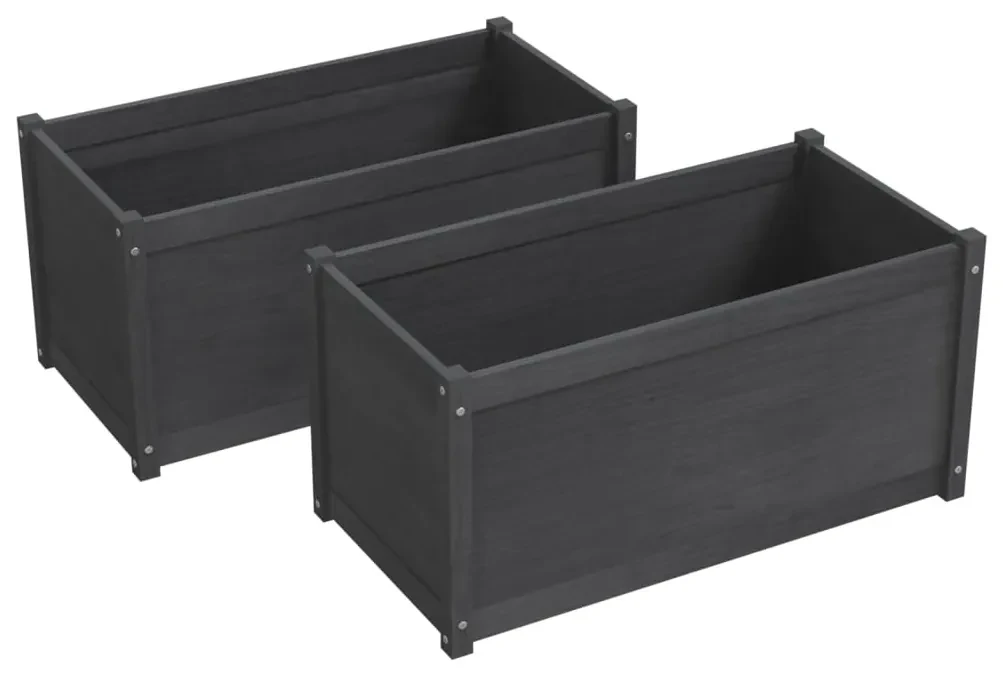 vidaXL Plantenbakken 2 st 100x50x50 cm massief grenenhout grijs