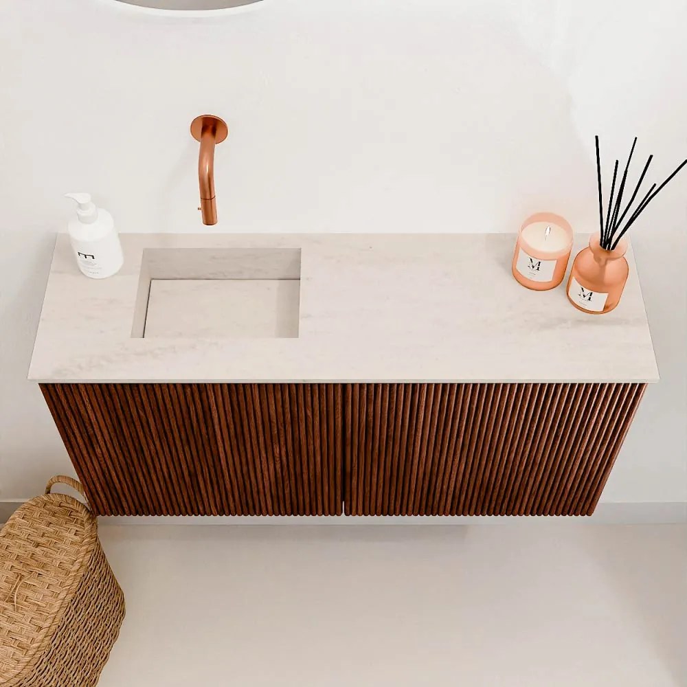 Mondiaz Joya DLux 80cm toiletmeubel ruby met wastafel faye links zonder kraangat meli