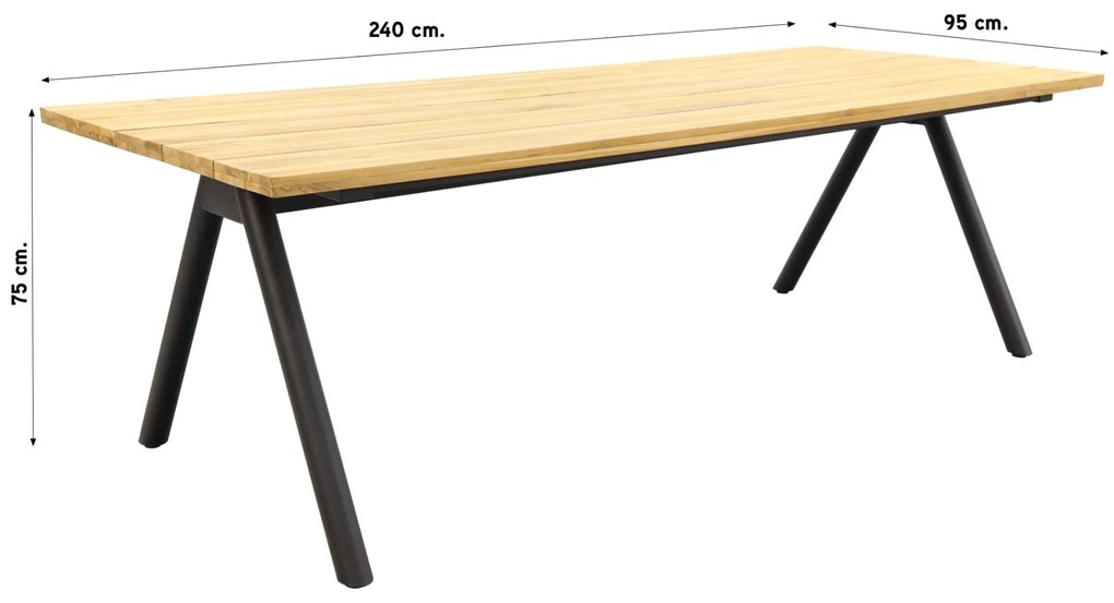 Mason teak tuintafel 240 x 95 cm.