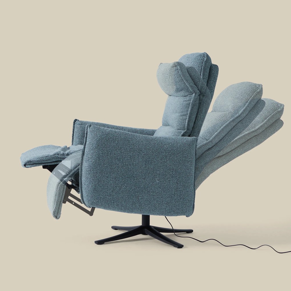 Elektrische Relaxfauteuil Stof Lichtblauw