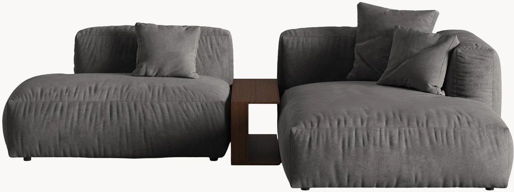 Modulaire fluwelen hoekbank Martina met bijzettafel