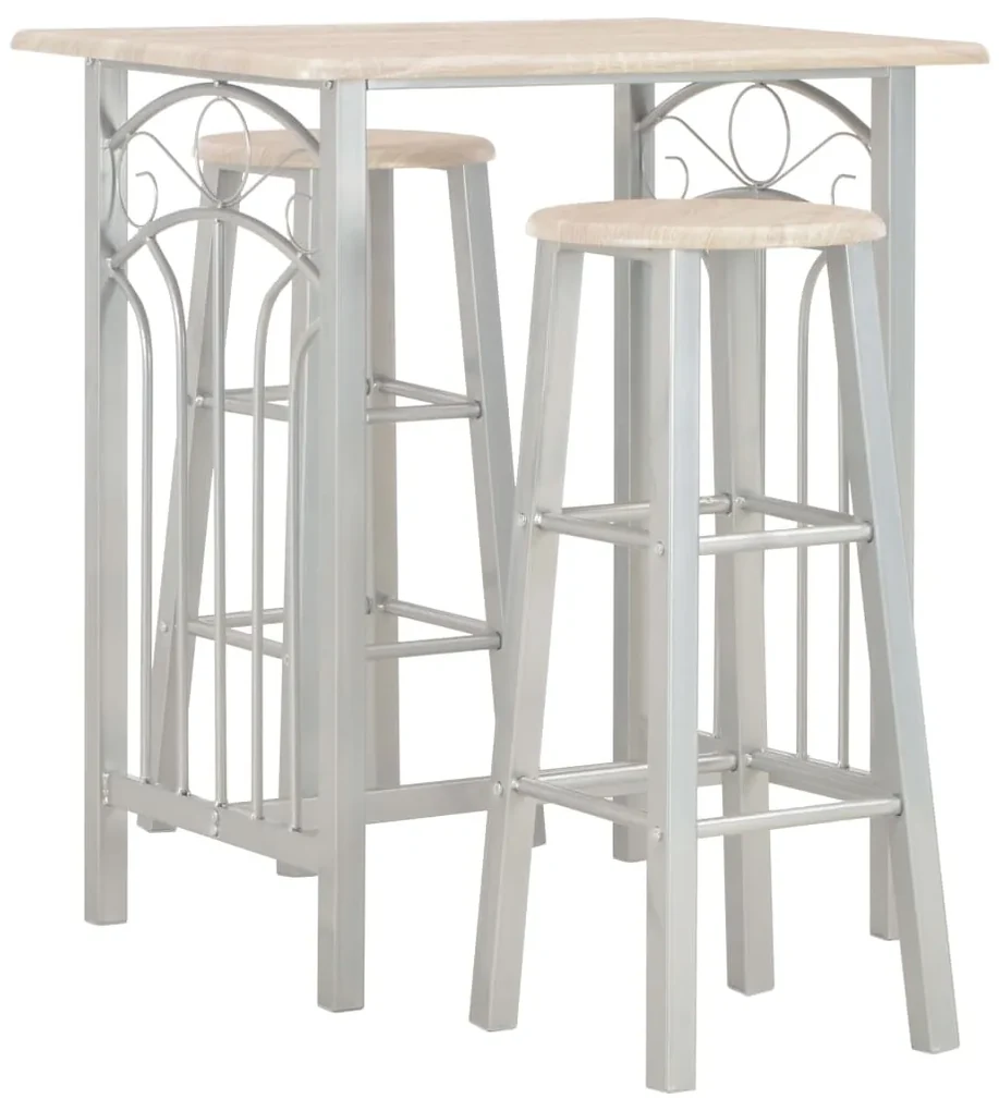 vidaXL 3-delige Barset hout en staal